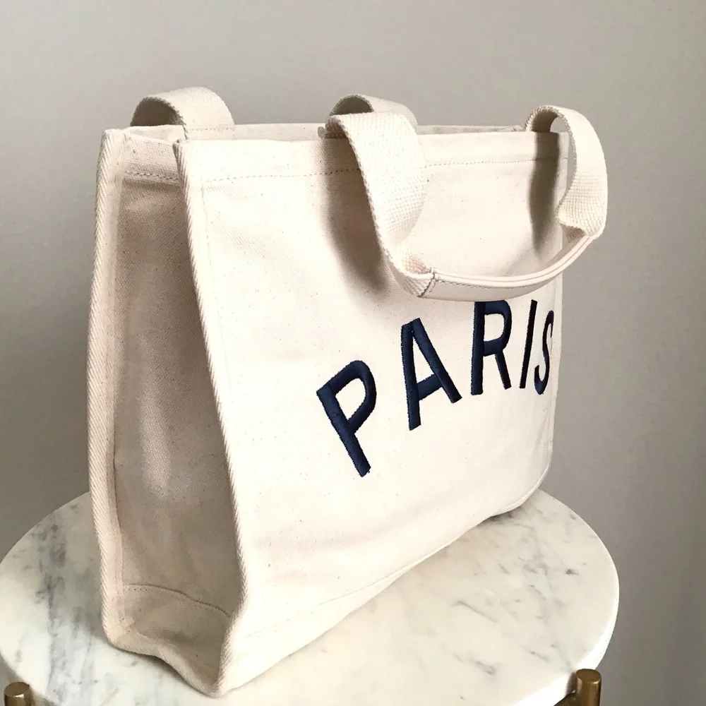 Anthropologie Canvas City Tote Bag Crossbody Satchel Paris New With Tag - Picture 5 of 11